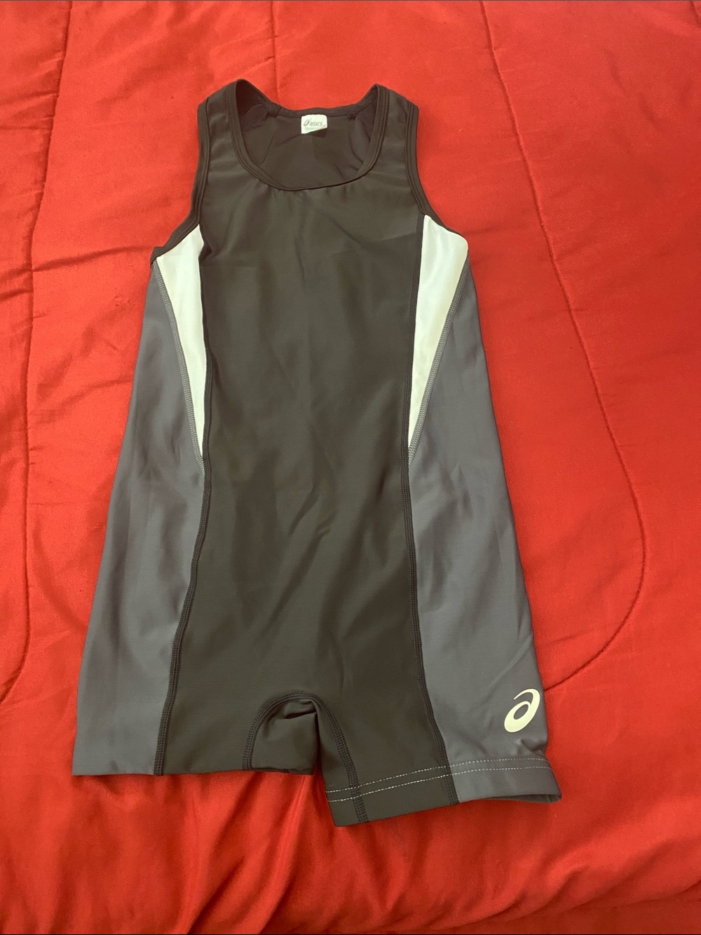 Asics Black, Gray & White Wrestling Singlet